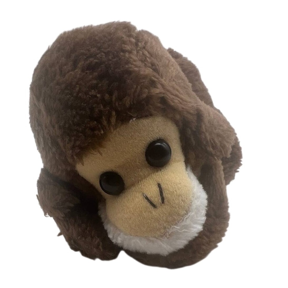 Animal Fair Shy Monkey Plush Vintage Brown Stuffed Animal Toy Soulful Eyes